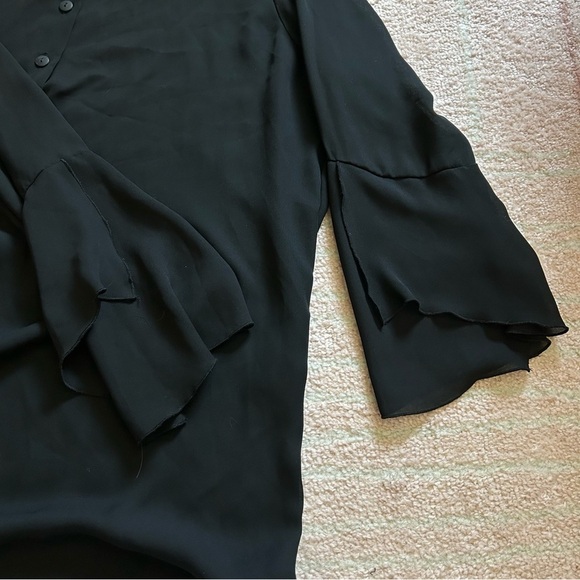 Vintage Studio C Plus Black Semi Sheer Blouse Flouncy Sleeves Size 22/24 - Picture 12 of 12